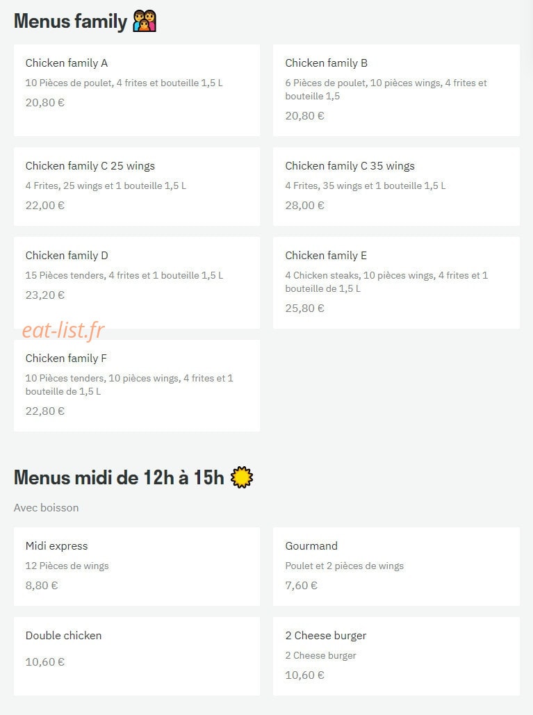 Chilli Chiken P — carte page 1
