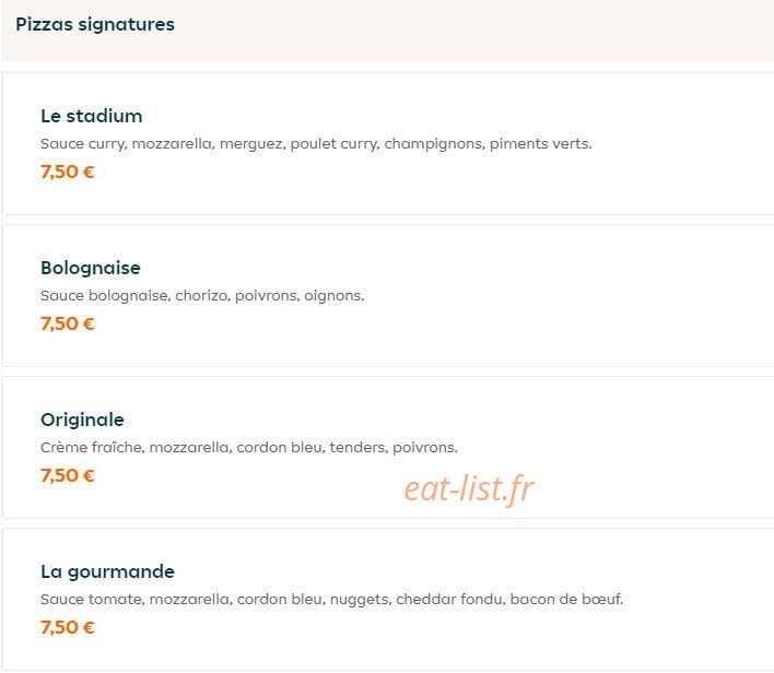 Le stadium kitchen — carte page 8