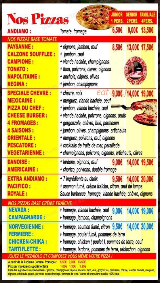 Pizza Andiamo — carte page 2