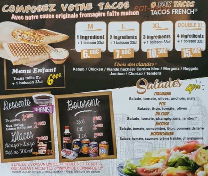 Tacos Fox — carte page 2