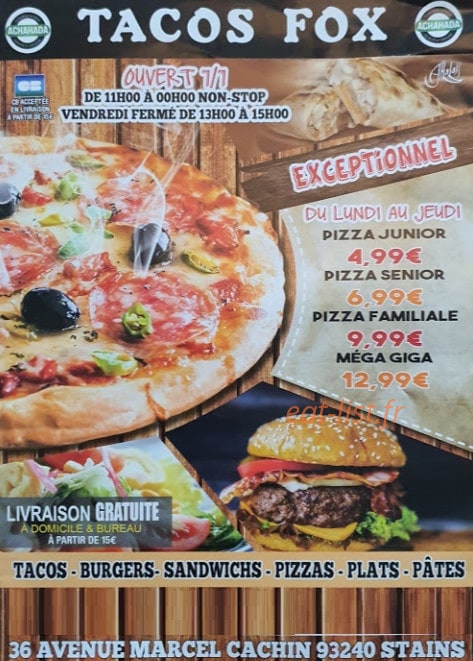 Tacos Fox — carte page 1