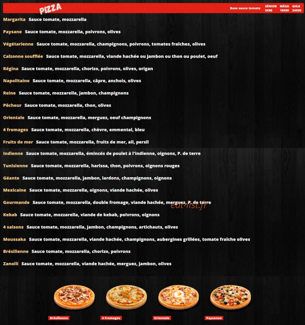 zanolli pizza — carte page 1