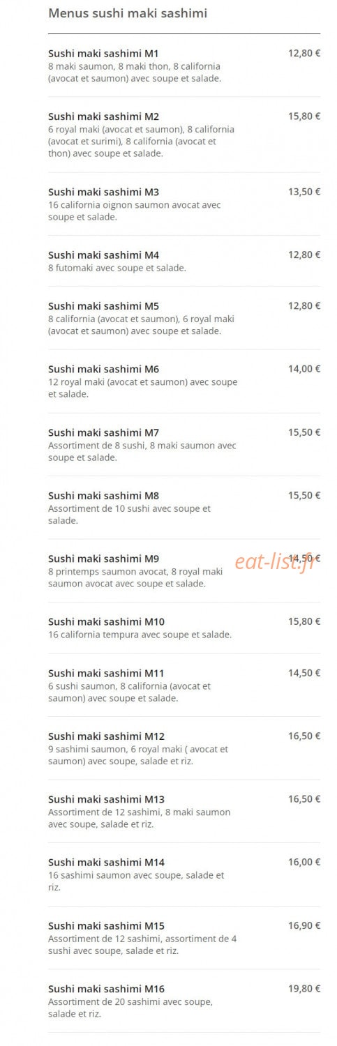 Hiroki Sushi — carte page 3