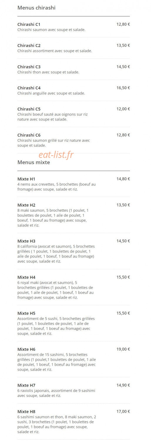 Hiroki Sushi — carte page 2