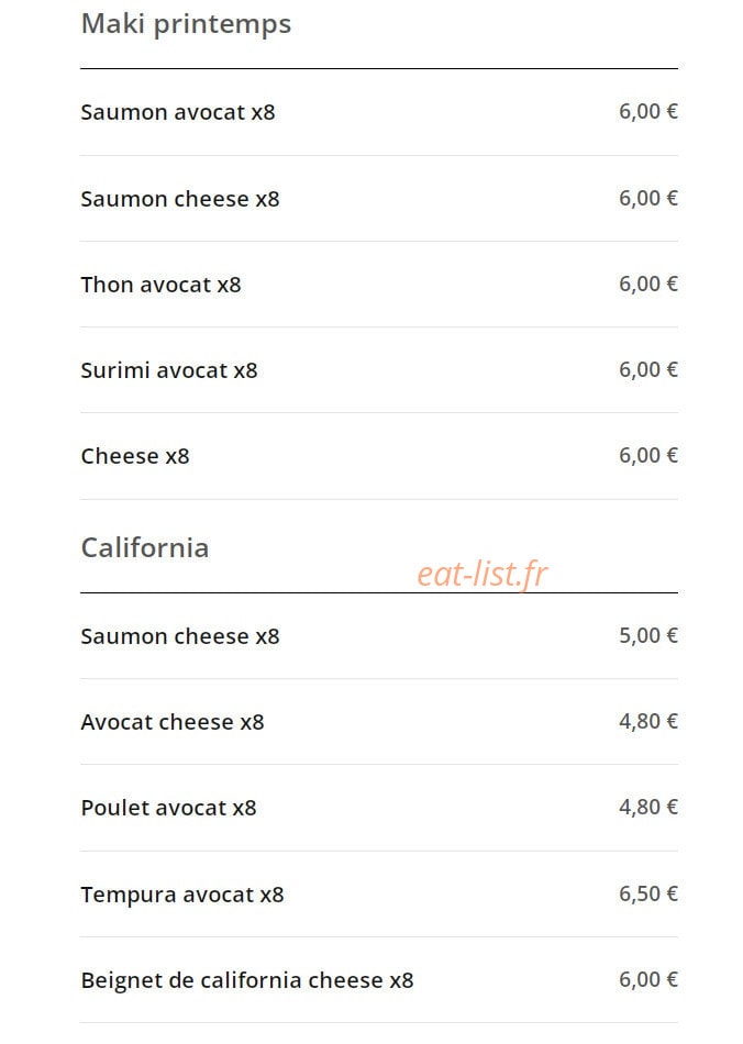 Hiroki Sushi — carte page 9