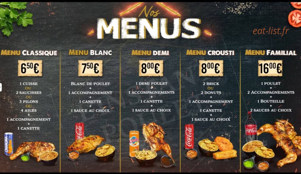 Carte et menu de L'instant Poulet à Villemomble — Les menus