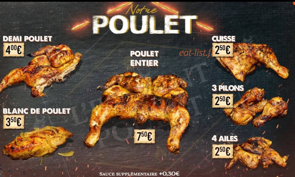Carte et menu de L'instant Poulet à Villemomble — Les poulets
