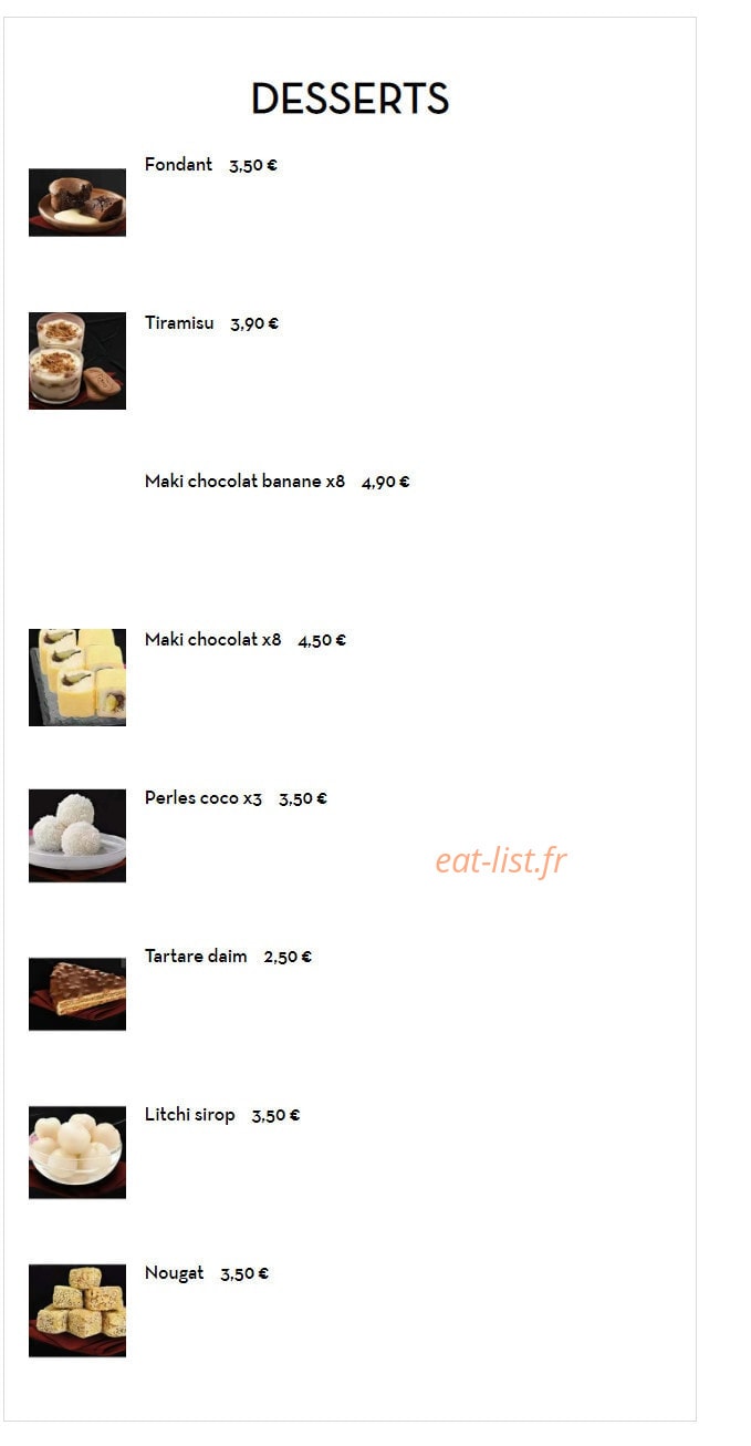 Carte et menu de Les délices du bonheur à Villemomble — Les desserts