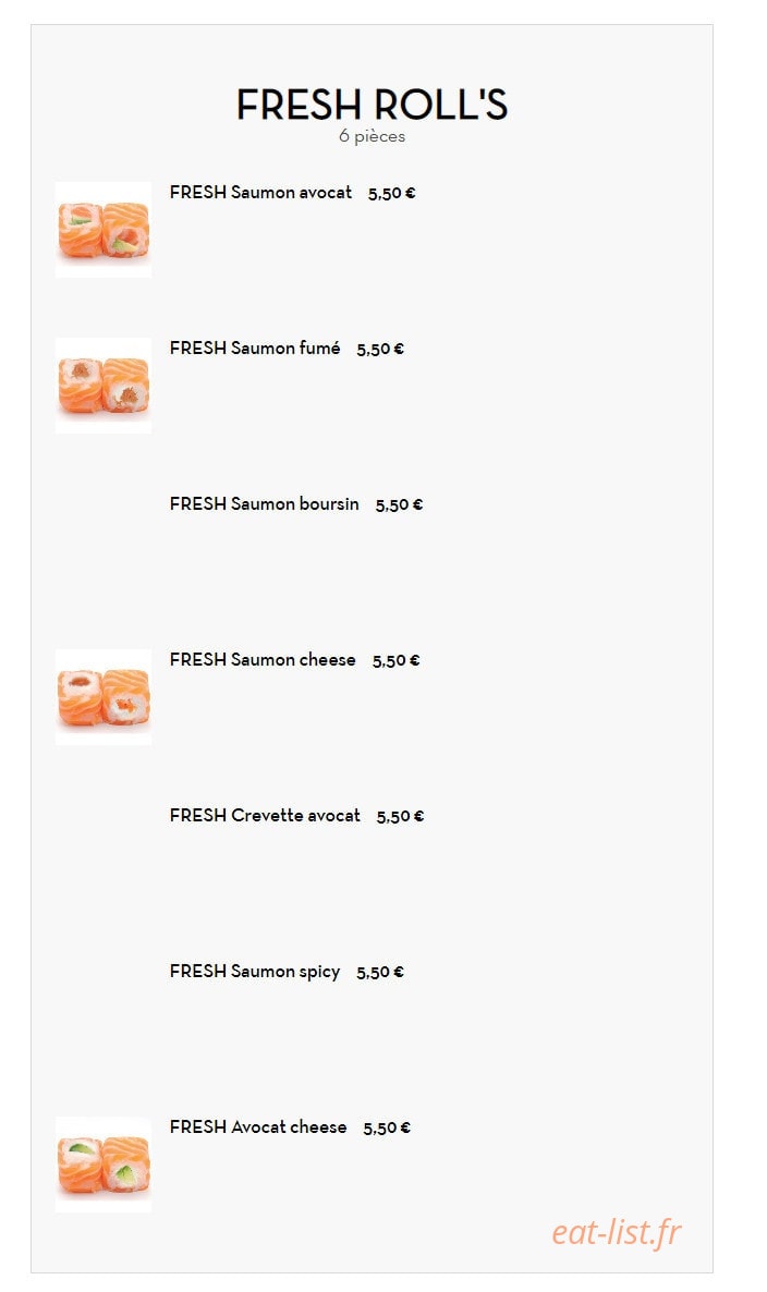 Carte et menu de Les délices du bonheur à Villemomble — Les fresh roll's
