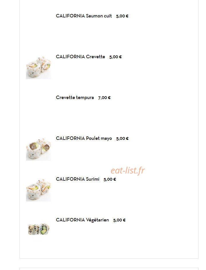 Carte et menu de Les délices du bonheur à Villemomble — Les californias