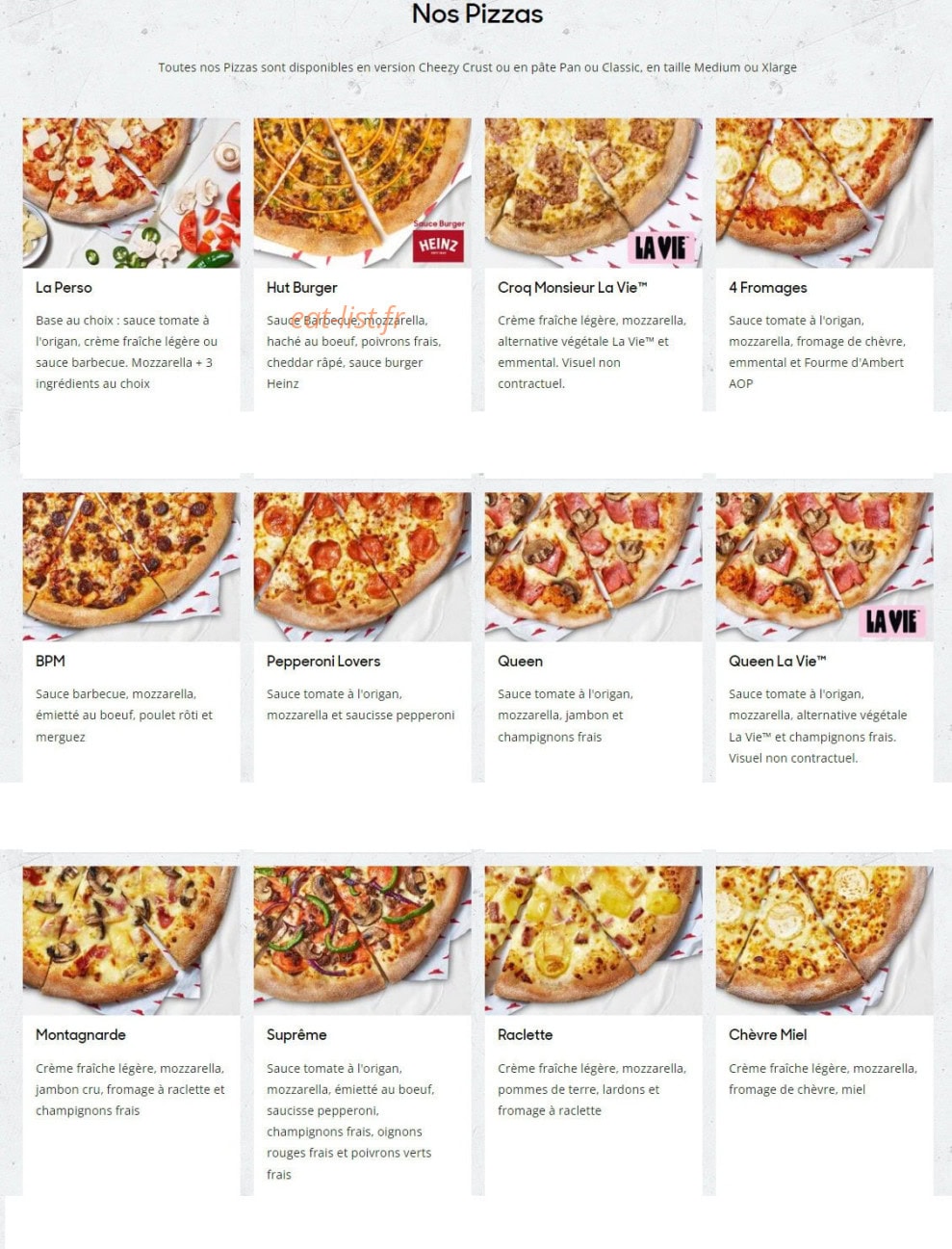 Pizza Hut — carte page 6