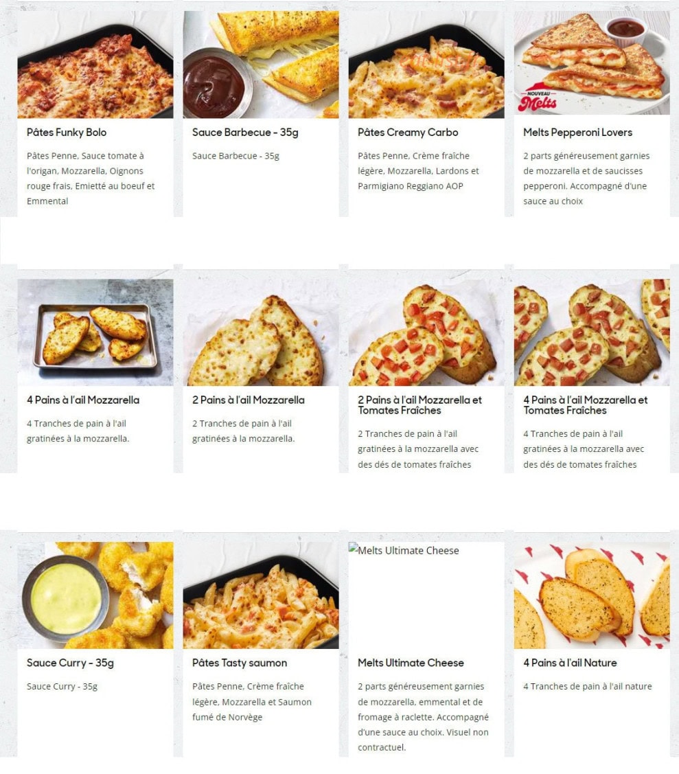 Pizza Hut — carte page 3