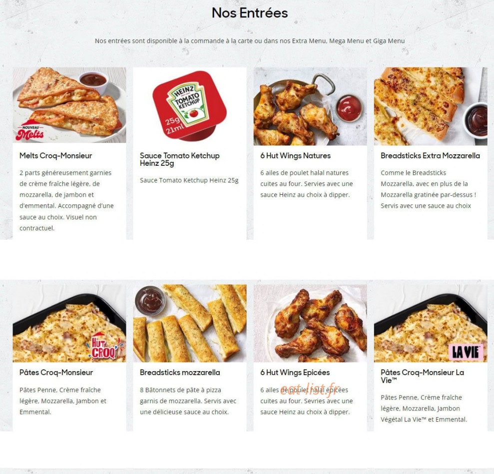 Pizza Hut — carte page 1
