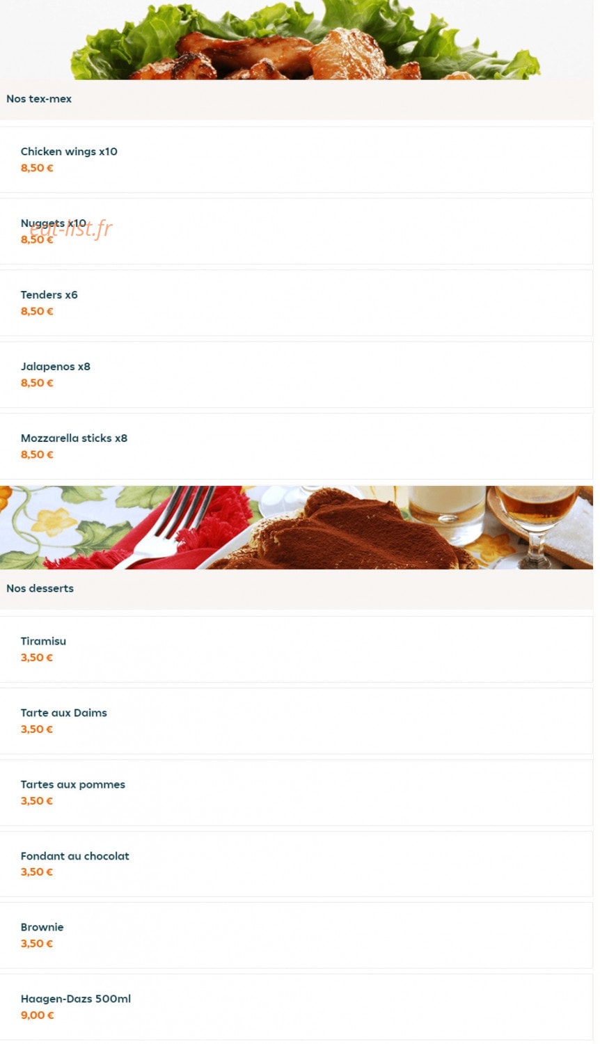 Pizzeria de l'époque — carte page 15