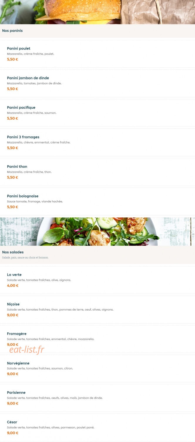 Pizzeria de l'époque — carte page 14