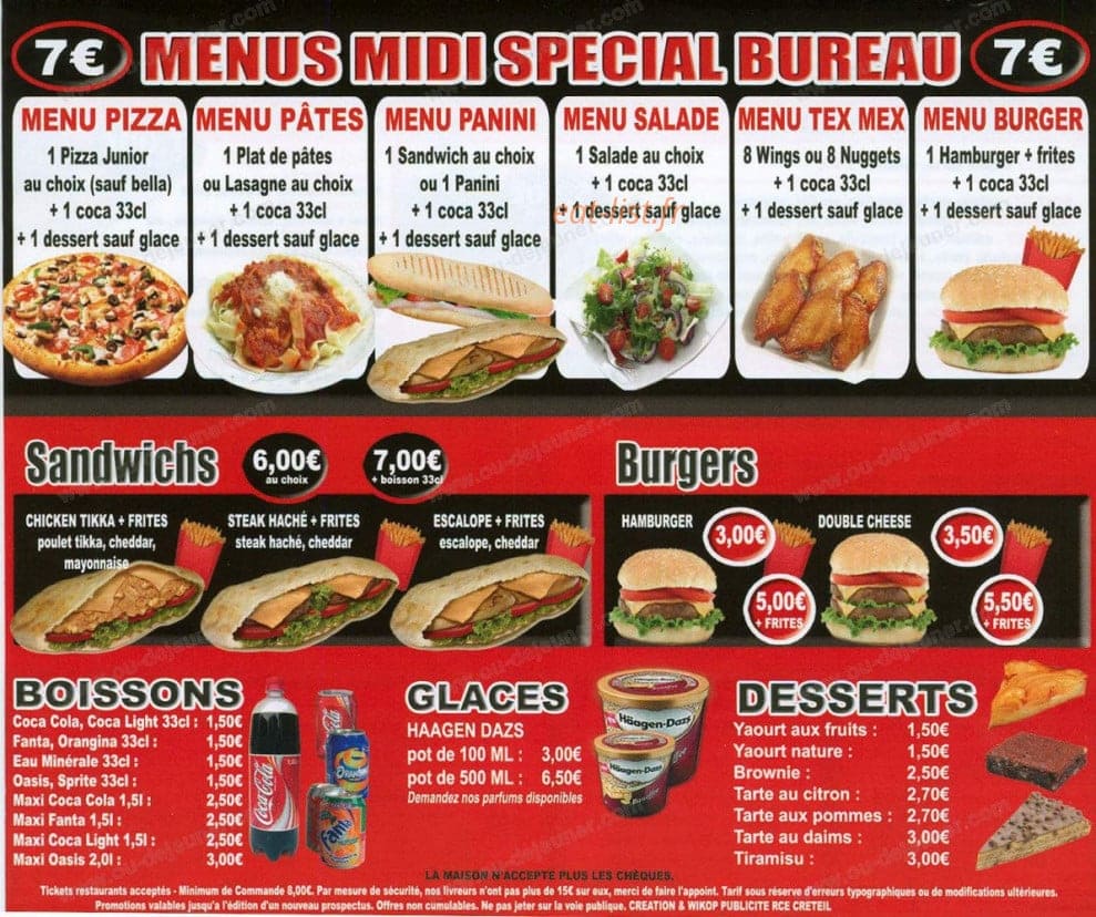 Bella Pizza — carte page 3