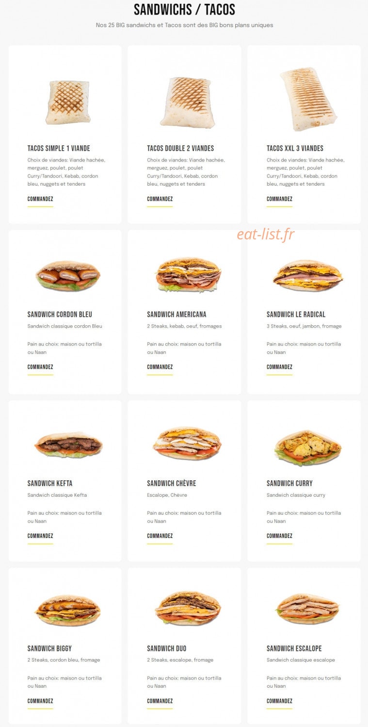 Big Food — carte page 1