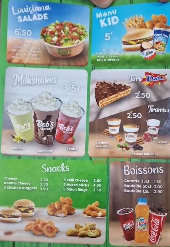 Bob's Chicken — carte page 3