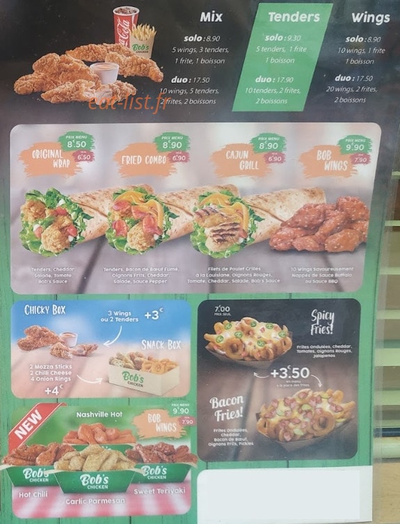 Bob's Chicken — carte page 2