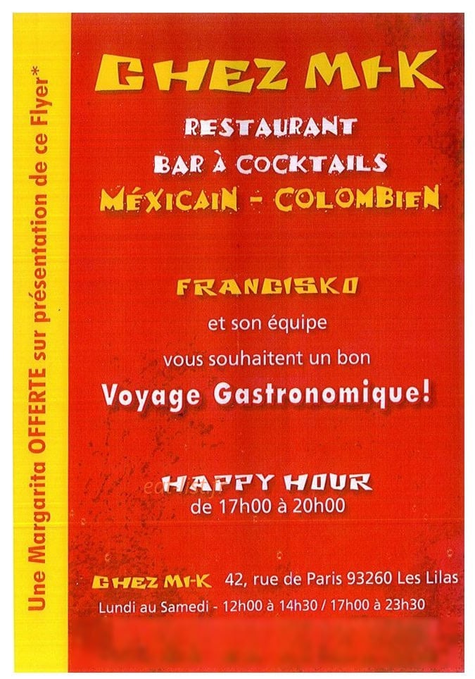 Chez Mi-K — carte page 1