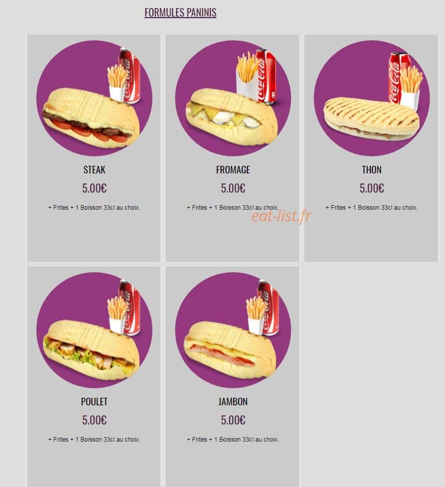 Chicken Lilas — carte page 14