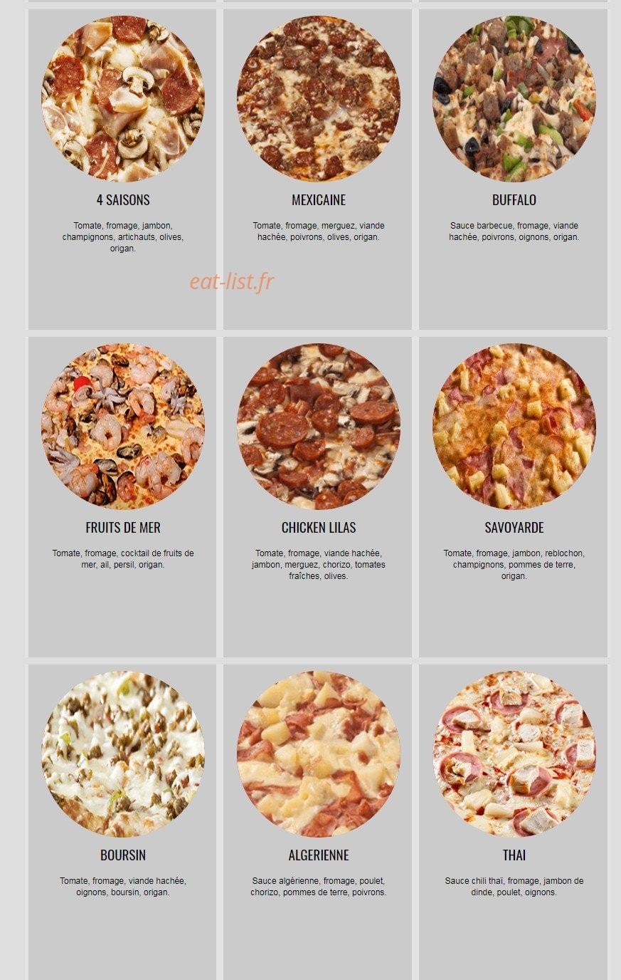 Chicken Lilas — carte page 3