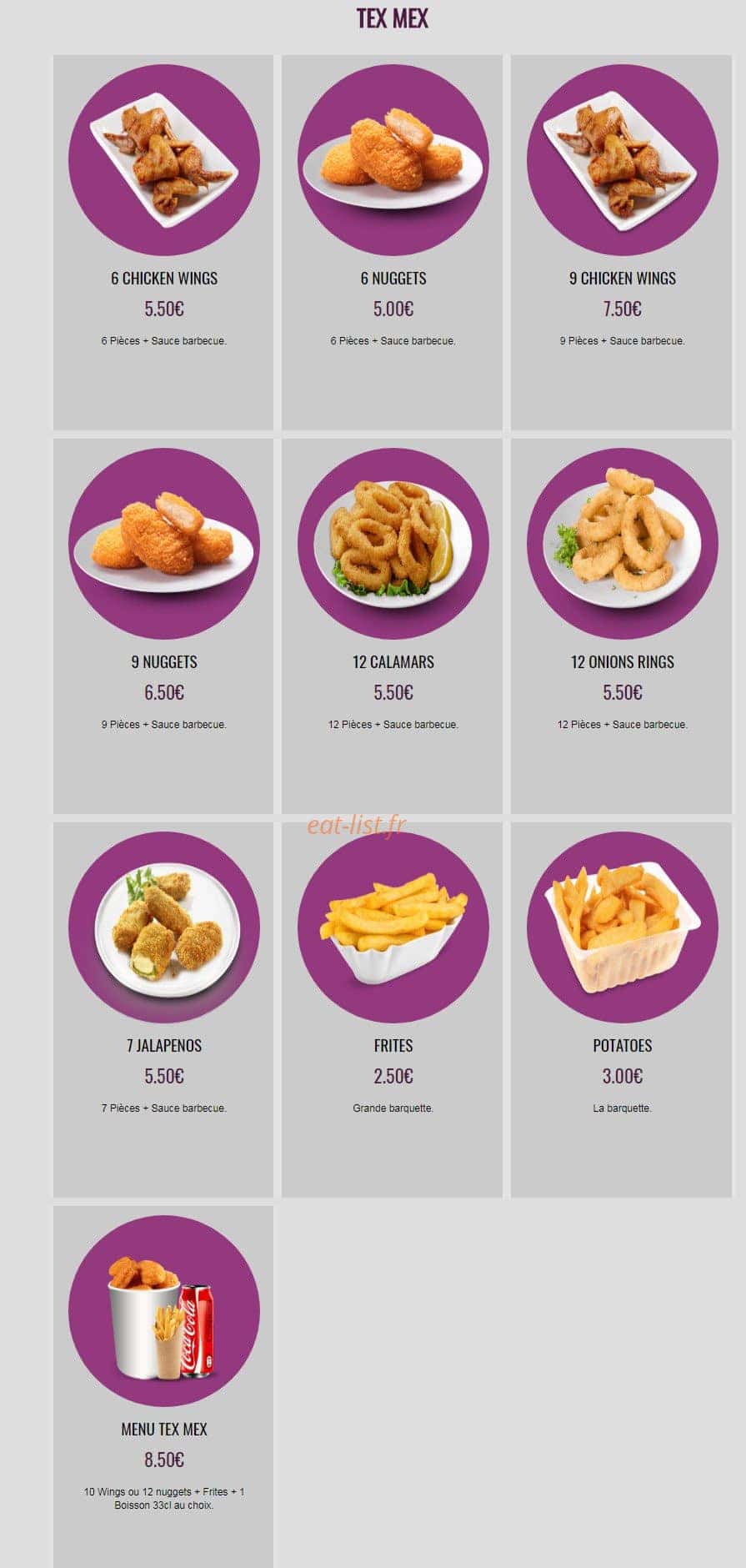 Chicken Lilas — carte page 18