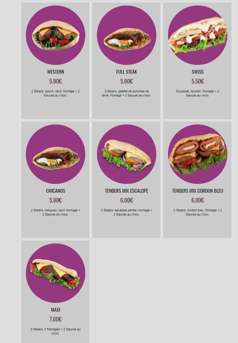 Chicken Lilas — carte page 7