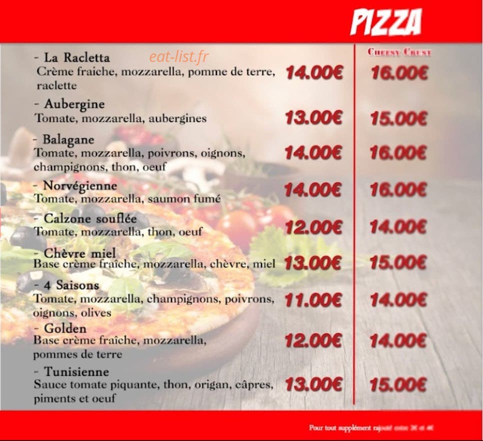 Golden Pizza — carte page 4