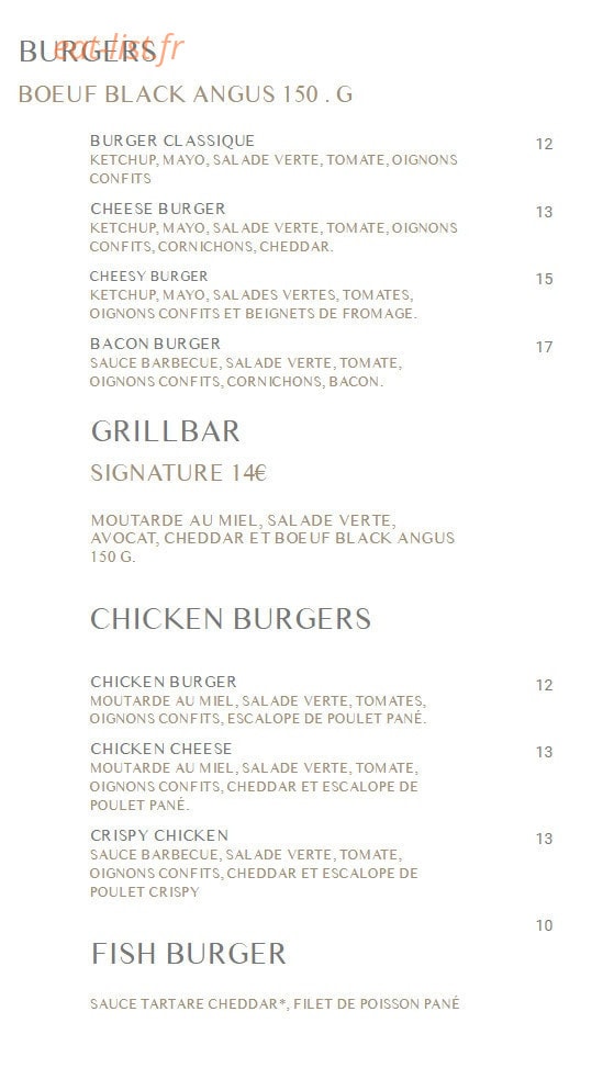 Grill Bar — carte page 2