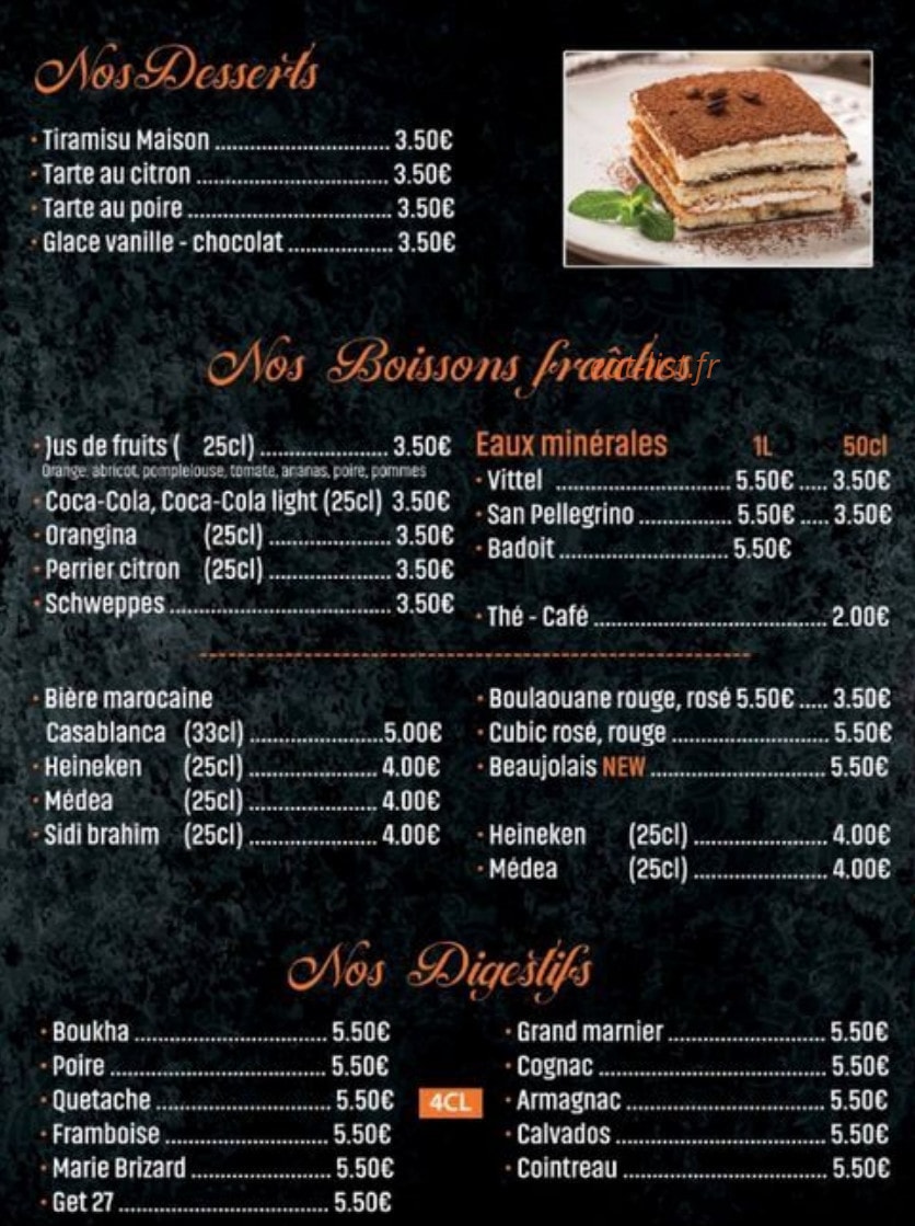 La Couscoussière — carte page 4
