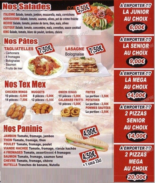 Pizza King — carte page 3