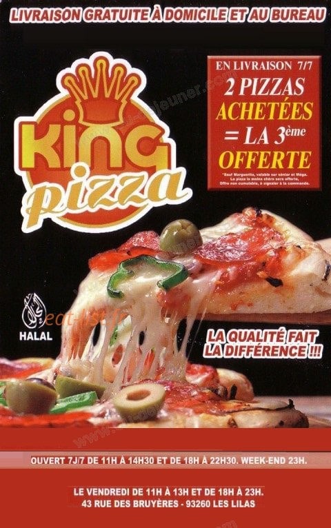 Pizza King — carte page 1