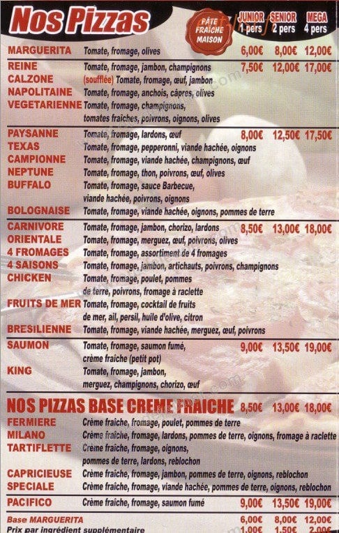 Pizza King — carte page 2
