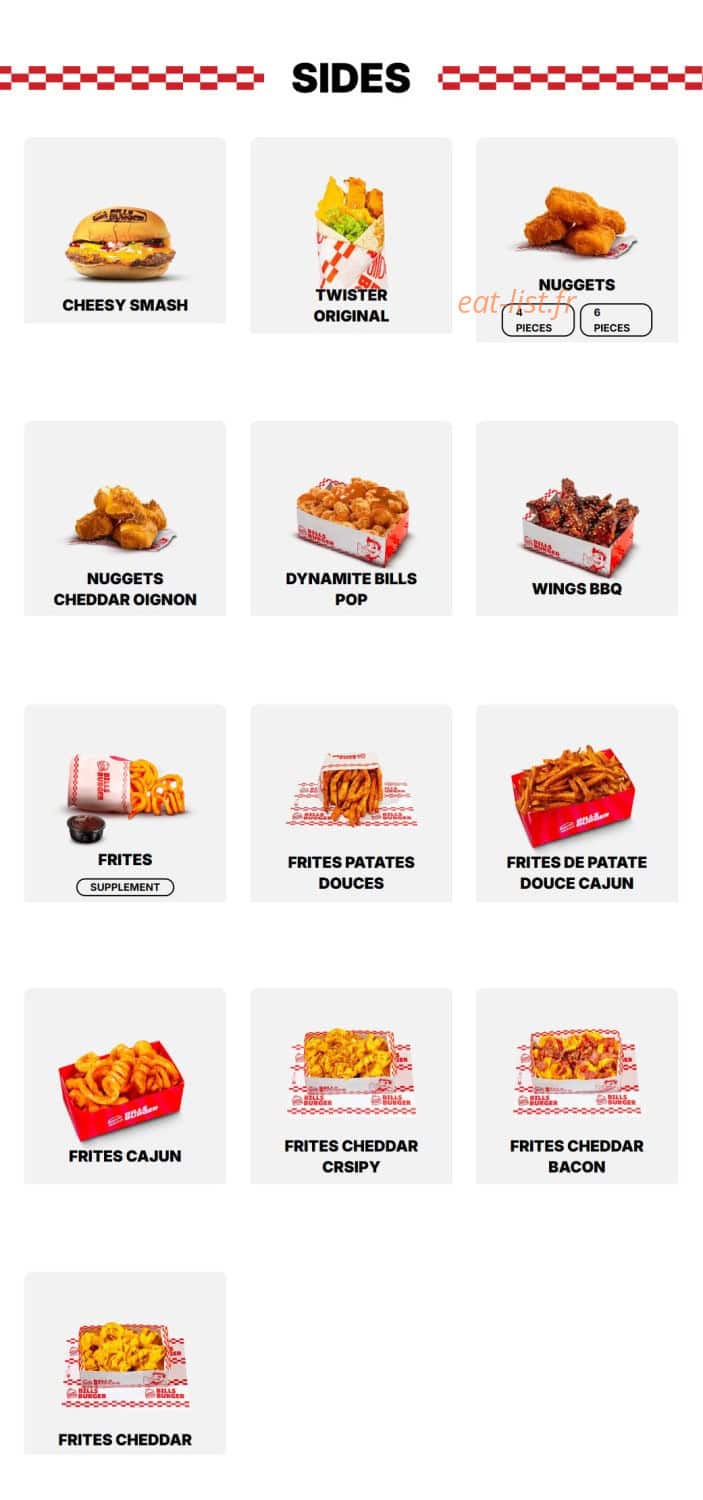 Bill's Burger — carte page 2