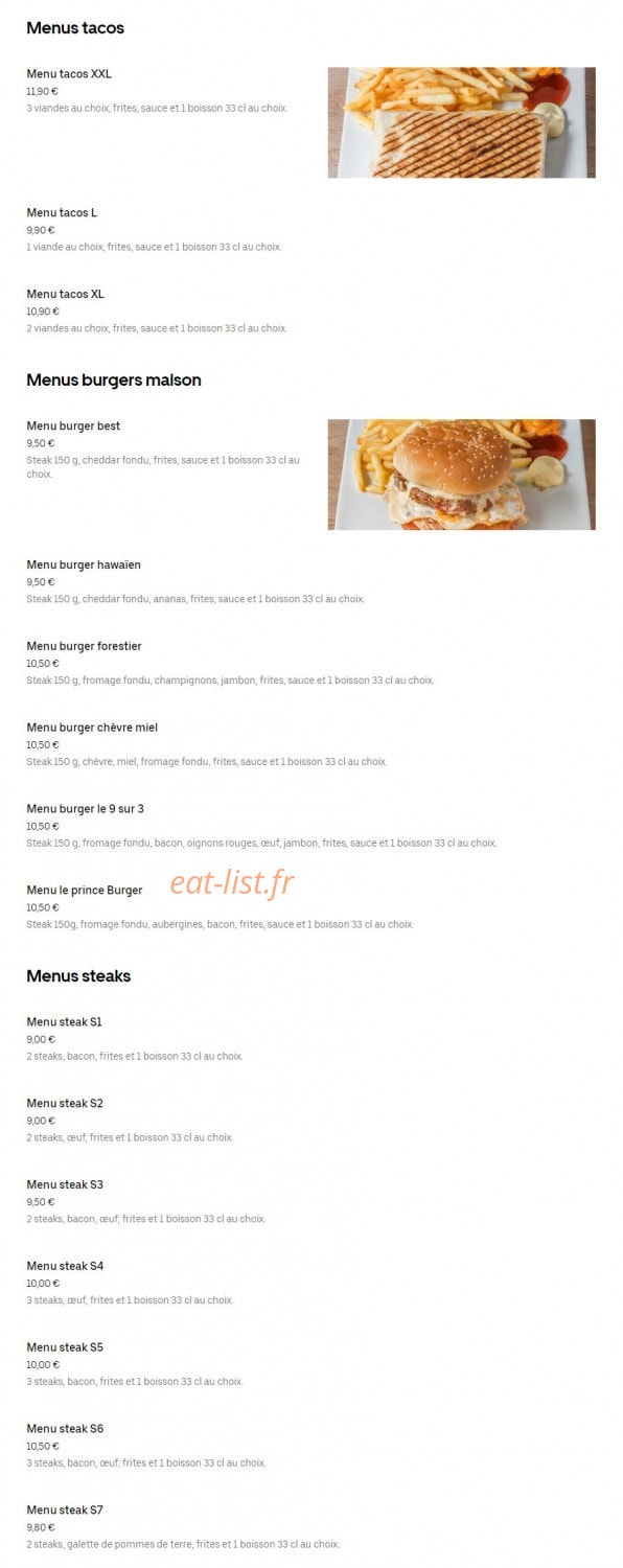 Le Prince Food — carte page 2