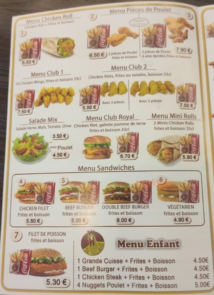 Oh Chicken Club — carte page 2