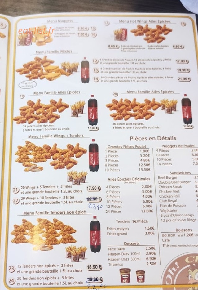 Oh Chicken Club — carte page 3