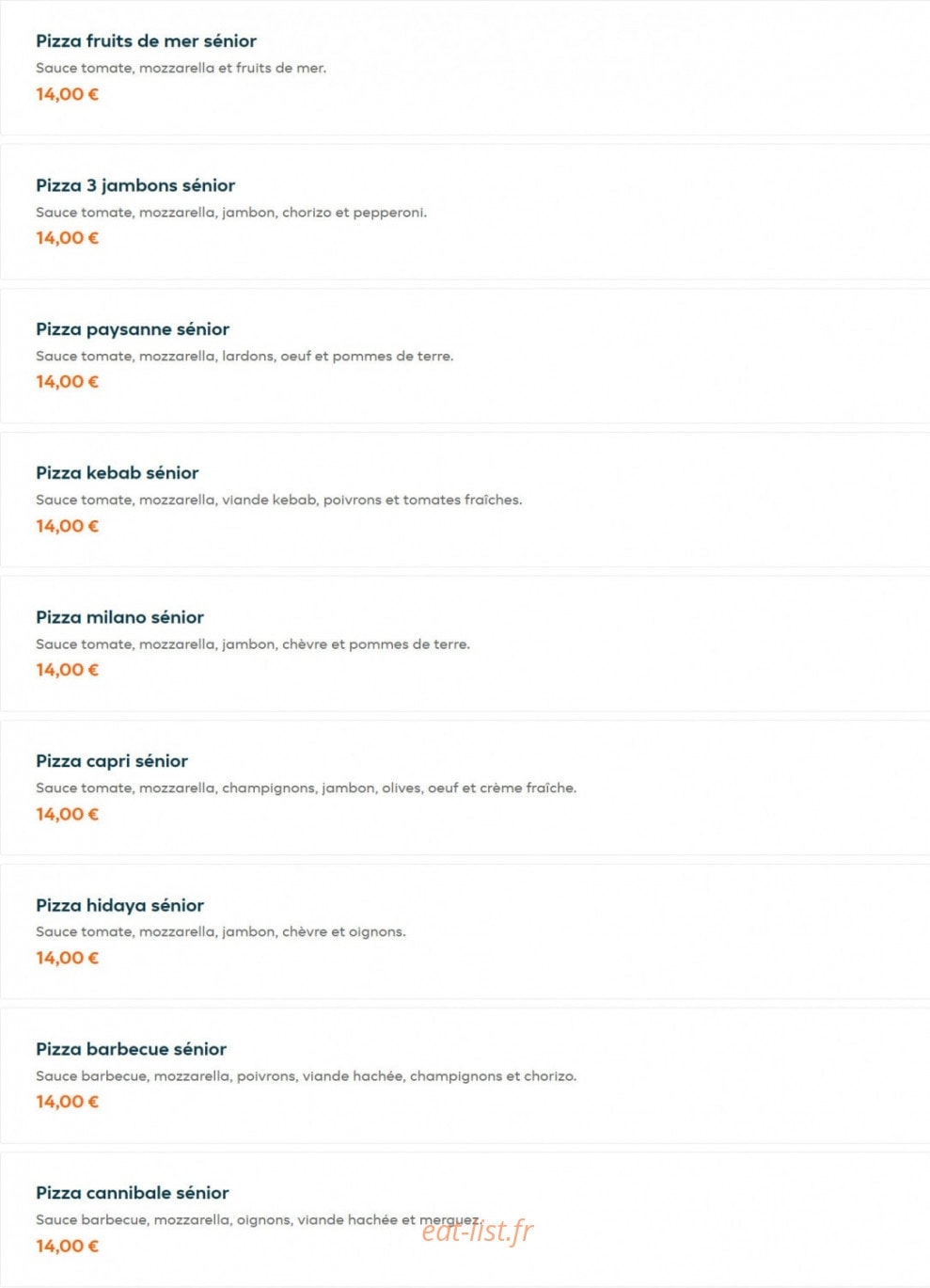 Pizza Hidaya — carte page 8