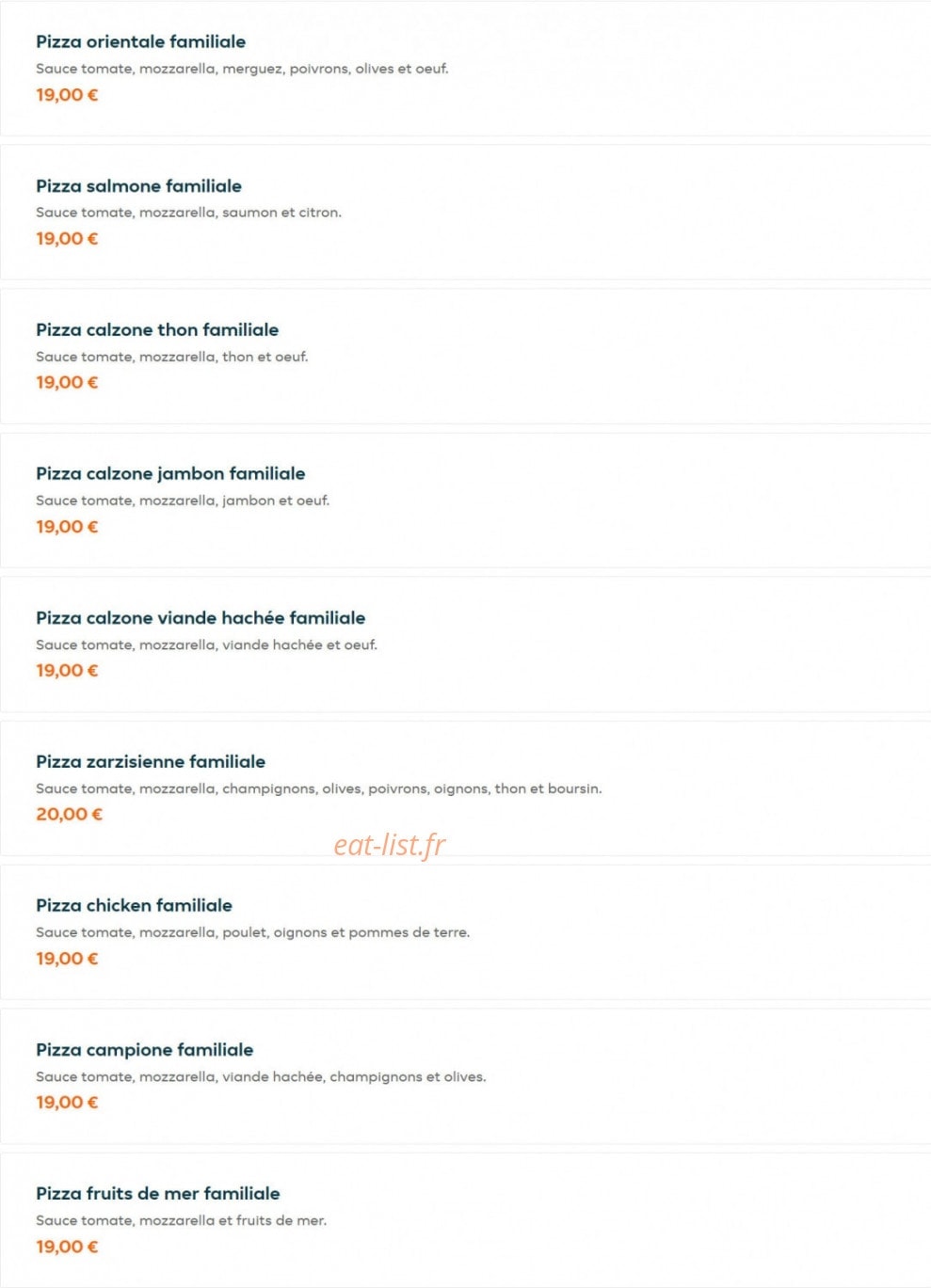 Pizza Hidaya — carte page 11