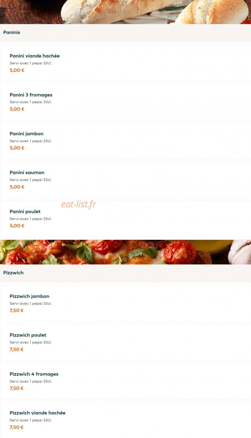 Pizza Hidaya — carte page 16