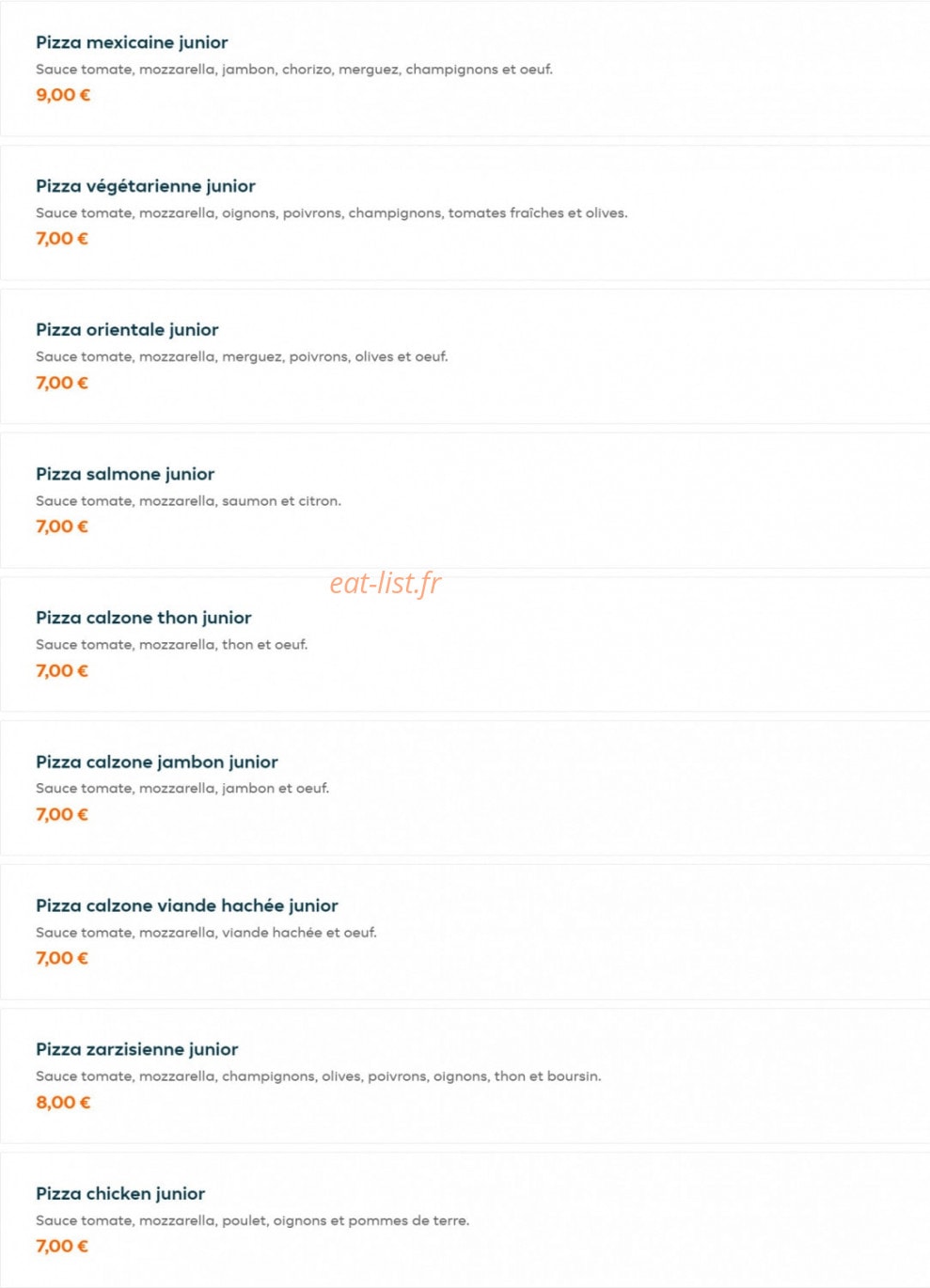 Pizza Hidaya — carte page 3