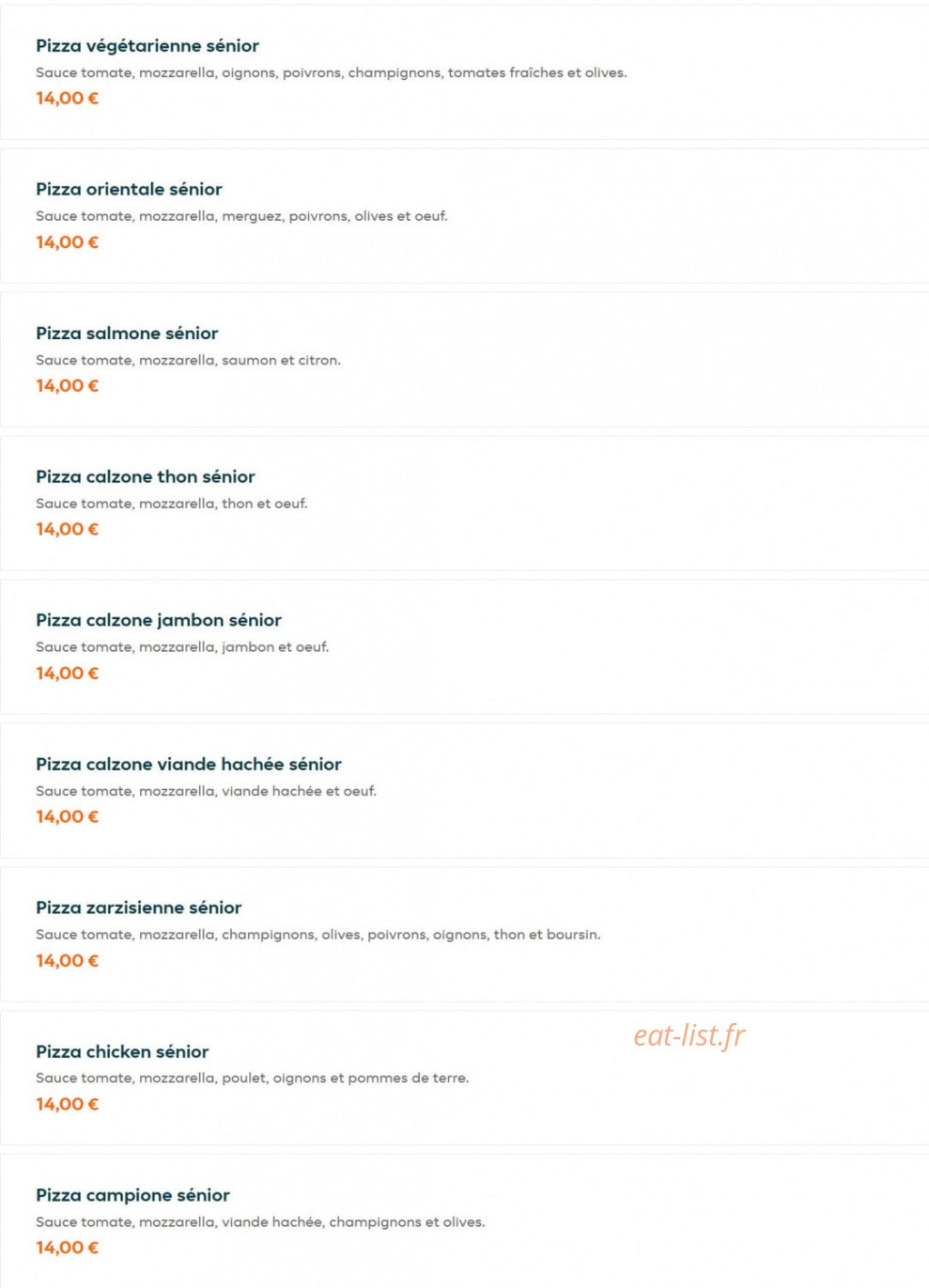 Pizza Hidaya — carte page 7