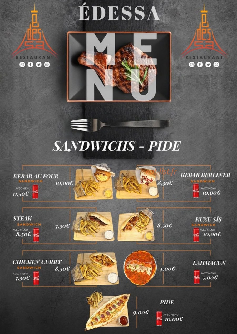 Restaurant Édessa — carte page 3