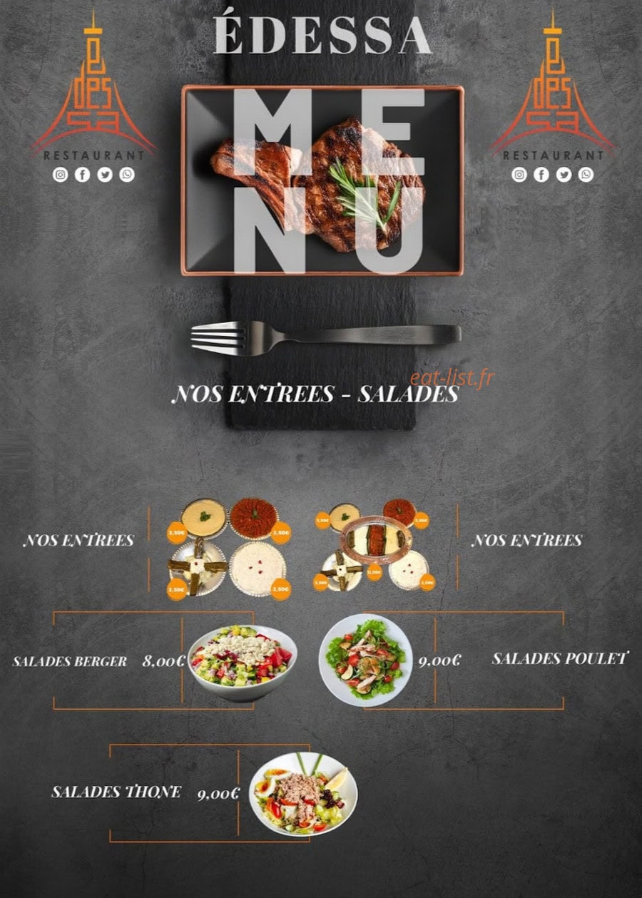 Restaurant Édessa — carte page 1