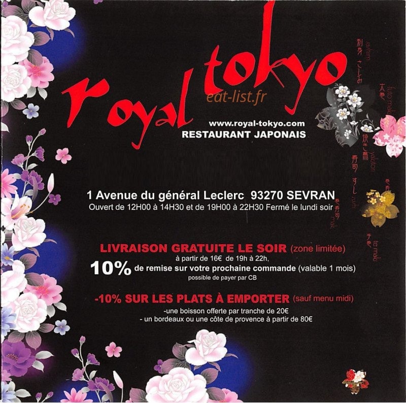 Royal Kyoto Sevran — carte page 1