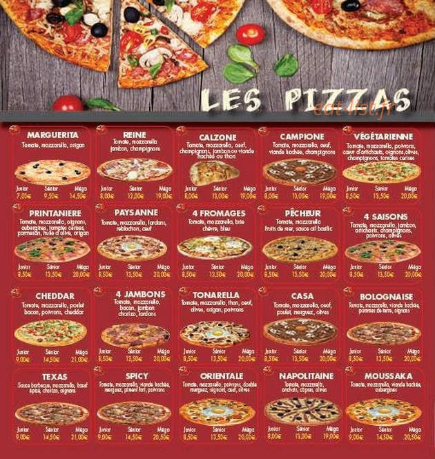 World Pizza — carte page 1
