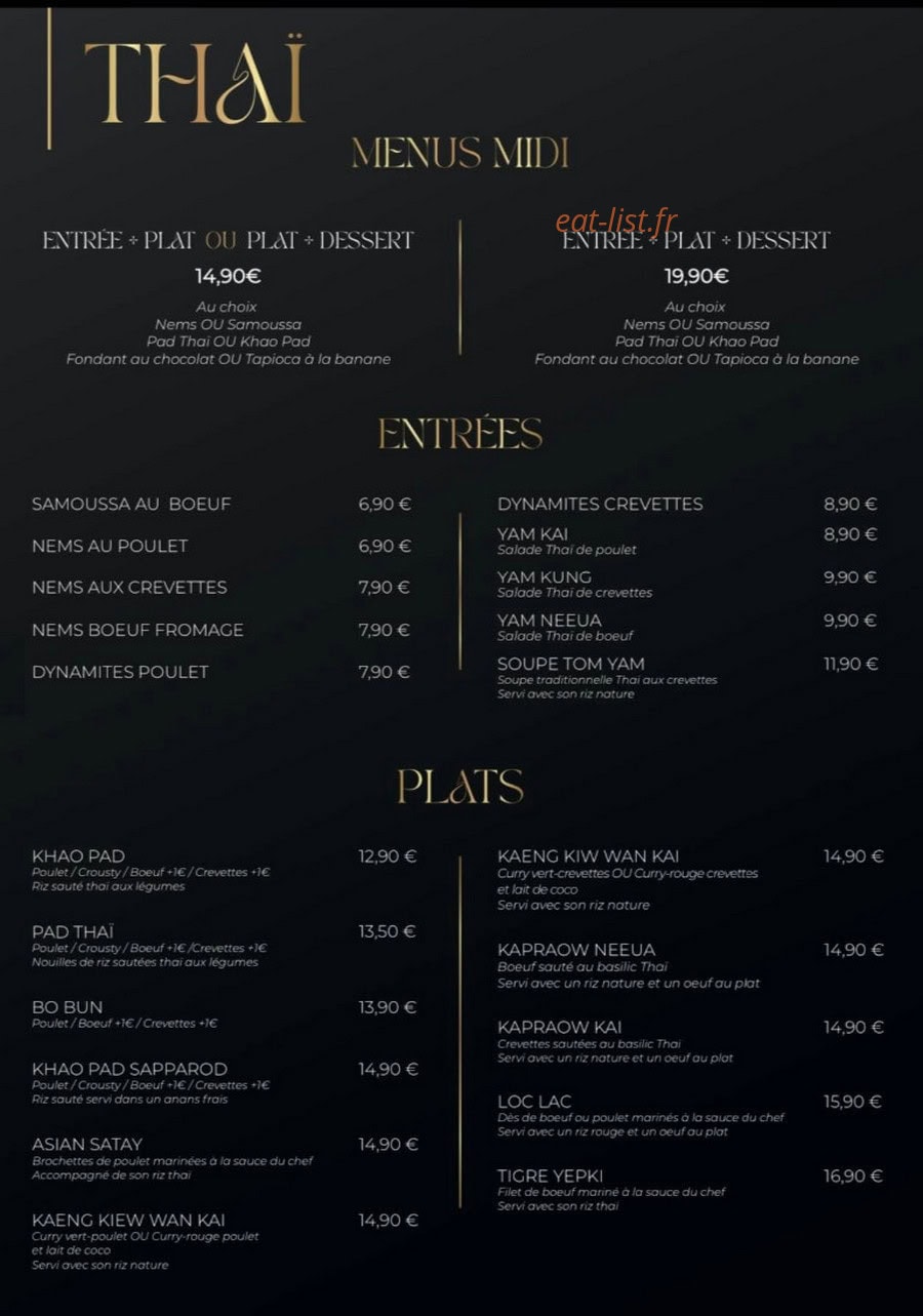 Za Thaï — carte page 1