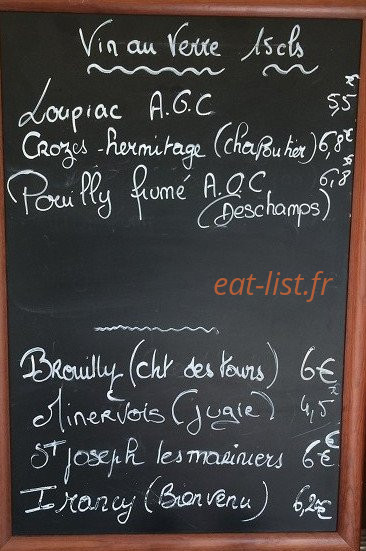 Carte et menu de Au bouchon gourmand à Tremblay en France — Les vins au verre