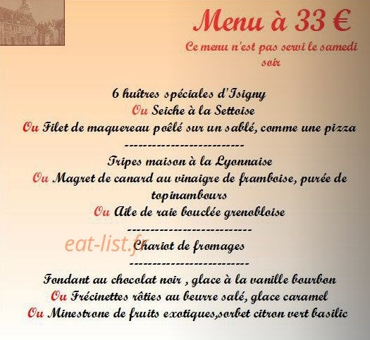 Carte et menu de Auberge du Tourlourou à Tremblay en France — Le menu à 33€